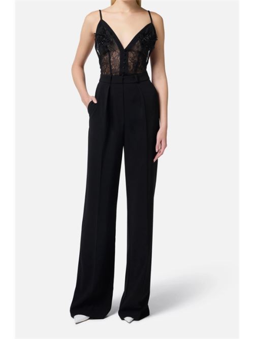 JUMPSUIT WITH FLORAL EMBROIDERIES ELISABETTA FRANCHI | TU04952E2110 NERO